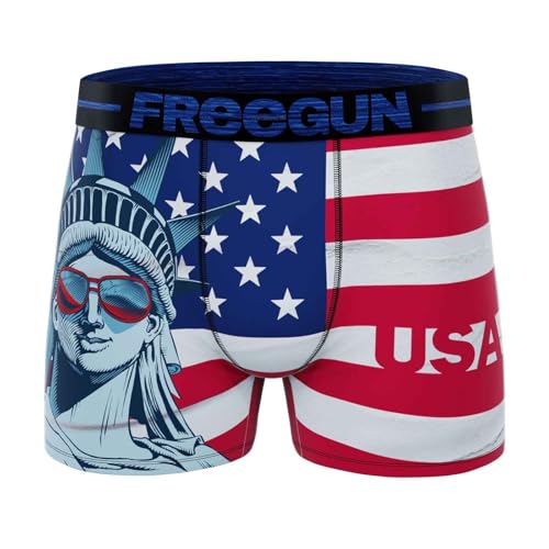 FREEGUN Boxer Homme USA Collection (L, Liberty Statue Flag)