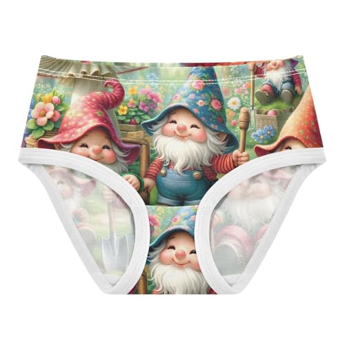 Toddler Girl Briefs, Cute Gnome Flower Mushroom Girls Underwear Cotton, 2–8 Years
