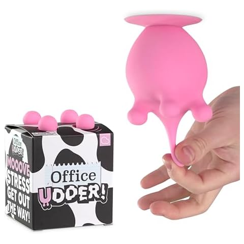 Bubblegum Stuff Office Udder - Squishy Silicone Cow Udder Stress Relief Desk Toy - Suction Cup Stress Reliever - Fun, Discreet Stress-Busting Gift for Coworkers, Bosses, or Anyone Who Needs a Squeeze! Cover
