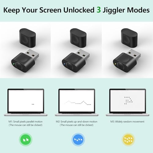 HOTLIFE Undetectable Mouse Jiggler, USB Mover Device Keeps PC Awake, Driver-Free Wiggler Auto Shaker with 3 Mode Switch Button to Keep Laptop Computer Screen Active, Black - 1