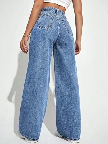 Image of KOTTY Women's High-Waist Button Relaxed Fit Casual Ankle Length Stylish Jeans