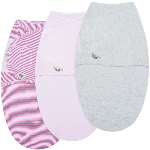 Image of BlueSnail Ultra Soft Newborn Essentials Easy Wrap Swaddle, Adjustable Baby Cotton Swaddle Wrap (0-3M, 8-13lbs, pink set)