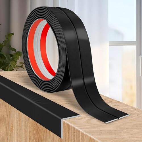 Image of inch1 Roll Flexible PVC Wall Molding Trim - Decorative & Protective Caulk Strip for Table Edges, Door Frames, Baseboards, and Corners (Black)