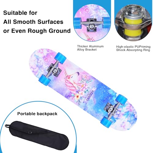 Image of Skateboards for Beginners Kids Boys Girls and Adults,31''x8'', 7-Layer Maple, Double Kick Concave, Fascinating Cool, Solid&Durable