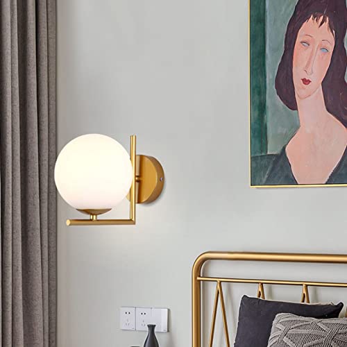 Image of BOKT Frosted White Glass Globe Lamp Shade Replacement Milk Glass Ball Lampshade Cover Opal Sphere Shade for Pendant Light, 5.9 inch Diameter, 2.64 inch Opening Diameter (White)