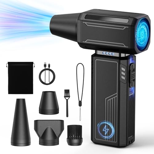 Compressed Air Duster,200000RPM Electric Portable Air Duster,Stepless Speed Mini Blower,No Canned Dust Blower,Rechargeable Cordless Jet Fan for Computer Keyboard Car Cleaning,Dry,Inflation-Black
