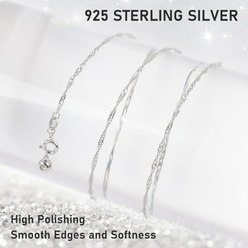 JRILUO 3Pcs Silver Chain Necklace 18 Inch, 925 Sterling Silver Necklaces for Women, Elegant Jewellery for Everyday Wear and Special Occasions, Suitable for Layering or Replacement - Image 2