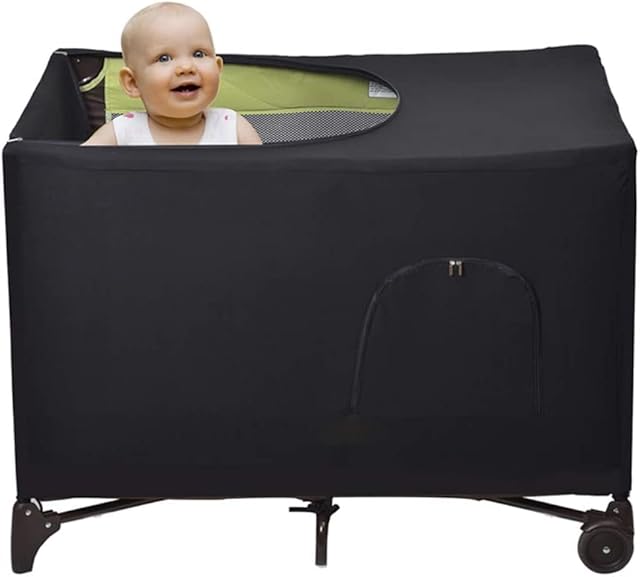 RZMAYIS Crib Tent Cover Stretchy Blackout Tent for Pack N Play, Bed Darkening Cover Tent for Indoor or Outdoor Portable to Sleeping or Play(Style A)