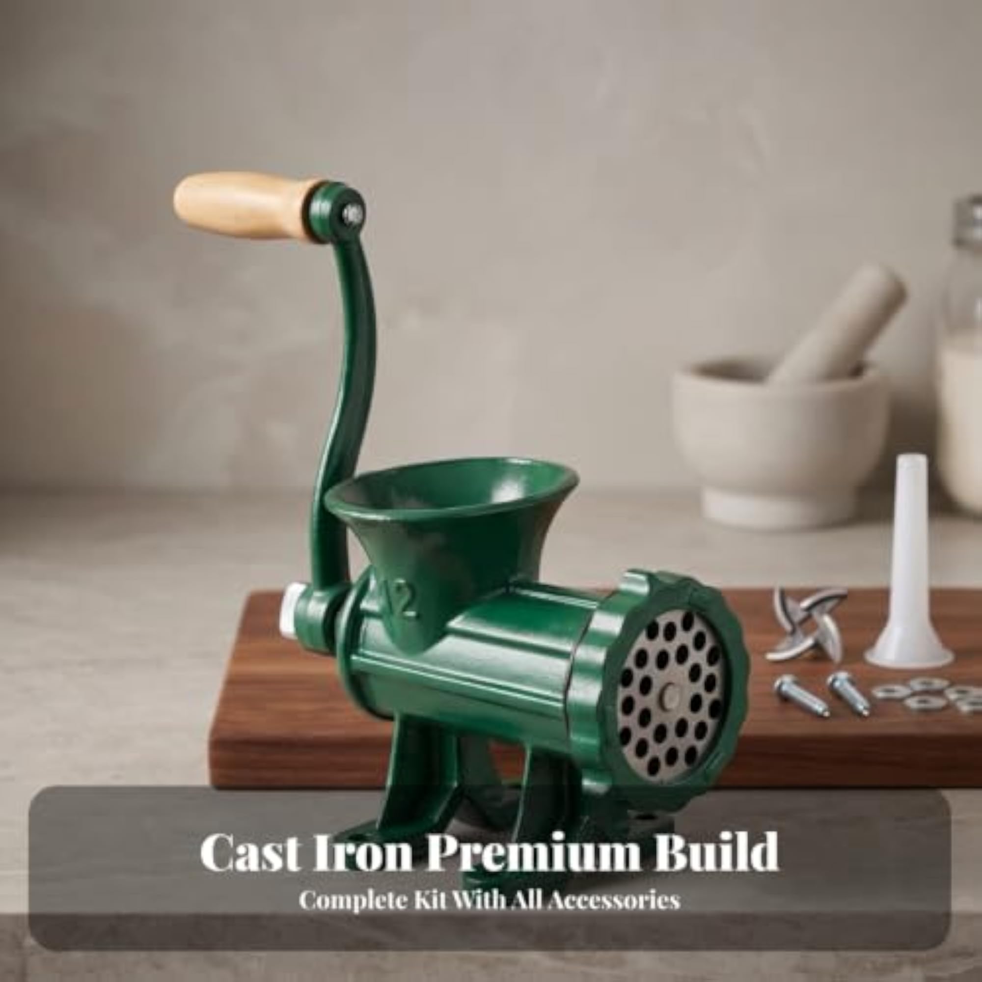 Tabletop Manual Meat Grinder with Sausage Stuffing Tube