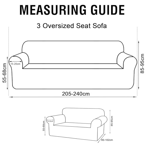 BellaHills High Stretch Sofabezug Moderne Sofaüberwurf, Wasserdicht Sofahusse für Wohnzimmer Protector für Hunde Haustiere, Elfenbein, Übergröße 3 Sitzer(205-240CM)
