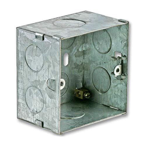 Mr. Gadget's Solutions® Single Galvanized Steel Metal Back Box 45mm Flush Wall Pattress - 1 Gang Electrical Socket Switch