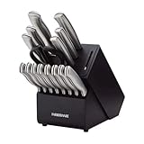Farberware Edgekeeper 16-Piece Stainless Steel Knife Block Set with Built in Knife Sharpener, High Carbon-Stainless Steel Kitchen Knives, Razor-Sharp Knife Set, Black