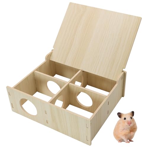 Yasdyri Hamster and Mouse Wooden Tunnel Cage Secret Peep Shed Chamber Hideout & Tunnel Exploring Toys