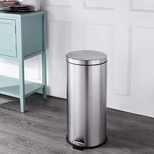 happimess HPM1000A Oscar 8-Gallon Step-Open Trash Can with Free Mini Trash Can, Modern, Fingerprint Proof for Home, Kitchen, Office, Large:7.9 Gallon Small:1.3 Gallon, Stainless Steel by happimess - Image 2