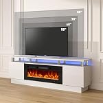 MXV 70" Fireplace TV Stand, Modern Entertainment Center & 36 Inch Electric Fireplace with Remote Control, LED Light, Fire Place Tv Stand for Living Room for TVs up to 80", White + Black