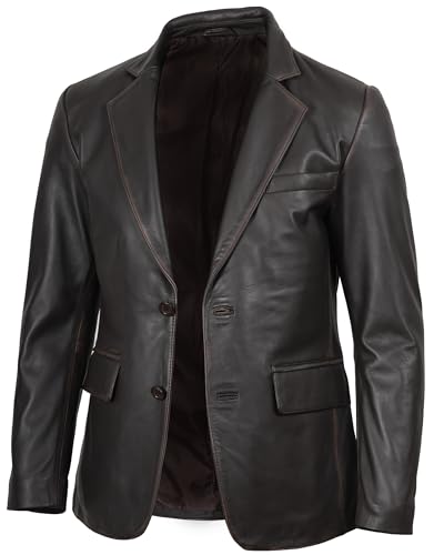 Image of Decrum Lambskin Leather Blazer for Men - Genuine Leather Sport Coat for Formal & Business Casual