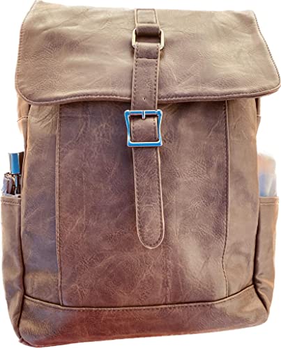 Mr. Sobraeti Mochila Hombre Piel Vegana  Ordenador Portátil  Trabajo y Estudios.  Marrón