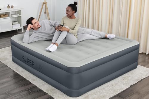 Image of SLEEPLUX King Air Mattress Extra Durable Non-Leak Tough Guard Material 22 inch Raised Airbed with Built in Pump + USB Charger (80 inch 72 inchx22 inch) Grey