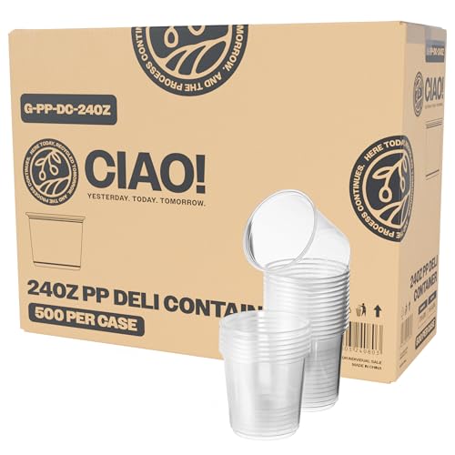 CIAO! 24OZ Polypropylene Clear Deli Container Matching Lids Sold Separately (Case of 500)