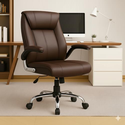Image of Lakdi The Furniture Co High-Back Directior Office Chair and Executive Chair, Ergonomic Leatherette Desk Chair|Adjustable Arm Rest for 5-Year Warranty & Free Assembly -111012161 Darkbrown