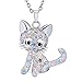 SXNK7 Cat Necklace Silver Tone Sparkly Rainbow Crystal Cat Necklace Cat Pendant Necklace Jewelry for Women Teen Girls Kids Cat Lover Gifts (color new2)