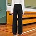 Tween Girls Straight Pants School Uniform School Wear Elastic Waist Soft Fabric Flat Front Slacks Big Kids 5-14 Years Black