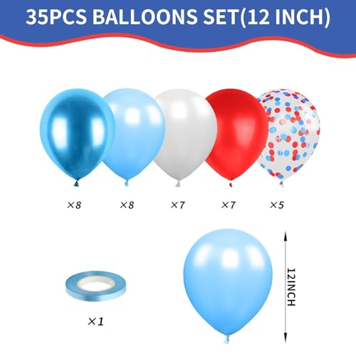 Image of Red Blue White Balloon Set,12 Inchs Red White Blue Balloons, Blue and Red Party Balloons for Boys Kids Birthday Shower Graduation Party Decorations