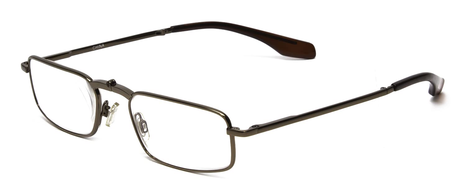 Calabria FR100XL Metal Compact Folding Reading Glasses Men Women Portable Pocket Readers Travel Foldable Eyeglasses w/Case