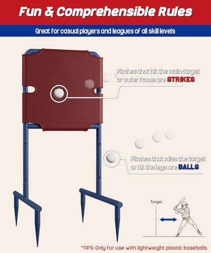 Image of Garbuildman Baseball Strike Zone Target for Plastic Balls, Portable Metal Frame Pitching & Hitting Training Tool for Outdoor