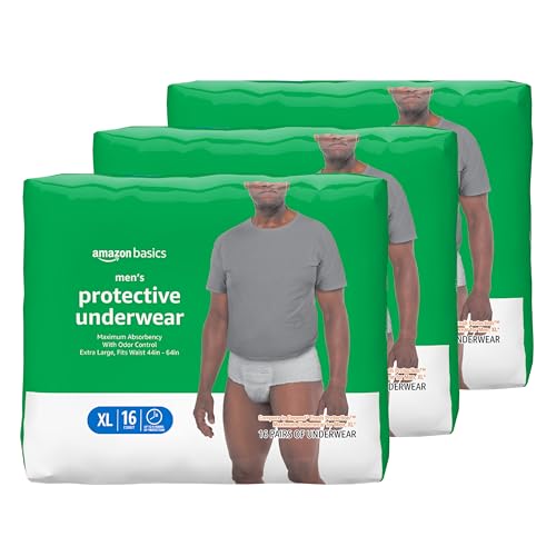 Image of Amazon Basics Incontinence Underwear for Men, Maximum Absorbency, Extra Large 45 pack