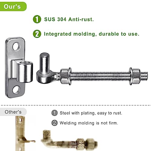 Insaga 6'' J Bolt Gate Hinge and Wall Mount Hinge 2Pack, Heavy Duty 304 Stainless Steel Gate Hinges, One Piece with No Welding for Farm, Fence, Garden, Metal Gates, Load Capacity up to 500LB by Insaga - Image 2