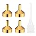 4 Pcs Metal Mini Funnel with Pipette | Small Tiny Perfume Funnel for Transfer Liquid Bottle - Cosmetic Sample Essential Oil/Lotion / Cologne/Mascara / Atomizer/Fragrance (Glod)