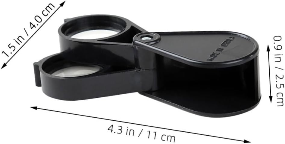 Luxshiny Foldable Portable Hand Magnifier 10x/20x Dual Lens Small Jewelry Watch Repairing Loupe Black for Travel and Crafts image 2