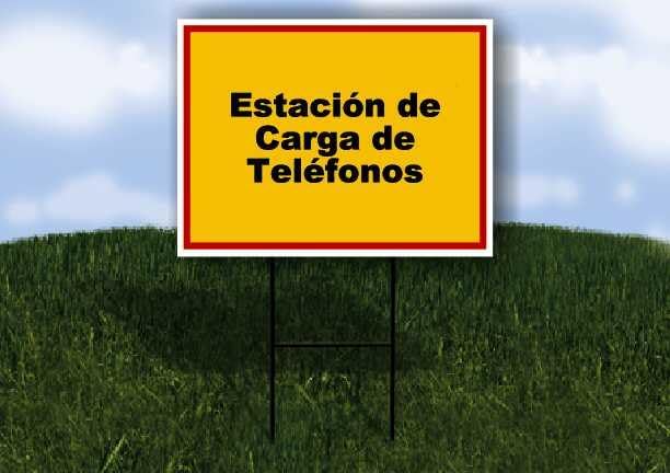 Estación de Carga de Teléfonos Spanish Red Yellow 1 Double Sided 18x24 in Yard Road Sign wstand