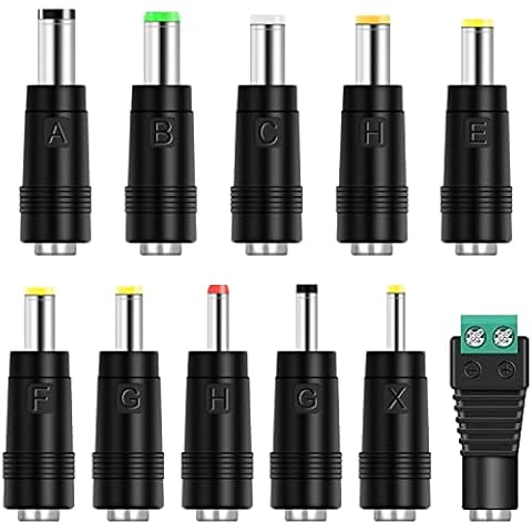 DC Plug 11 Connector Tips Kits [6.0x4.4mm 6.3x3.0mm 5.0x3.0mm 5.5x2.5mm 5.5x1.7mm 4.8x1.7mm 4.0x1.7mm 3.5x1.35mm 3.0x1.1mm 2.5x0.7mm LED Terminal Connector] for 5.5 x 2.1mm AC Power Adapter Cover