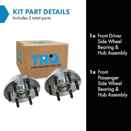 Image of TRQ Front Wheel Bearing and Hub Assembly Set 2 Piece Compatible with 97-03 Dodge Dakota RWD Left and Right 2 Wheel ABS 04 Dakota RWD Left and Right Rear Drum Brakes