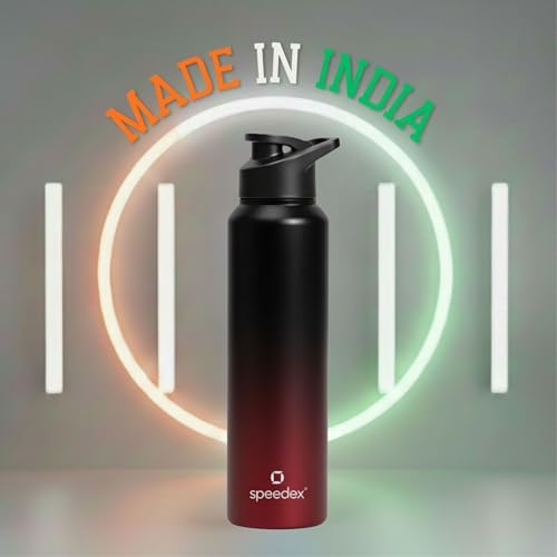 Image of Speedex Stainless Steel Water Bottle 1 Ltr, Leak Proof Sipper Cap, BIS Approved 1000 ml Metal Bottle For Daily, Office, School, Gym, Travel Use for Men, Women, Kids, Adults, Black Wine, Set of 2
