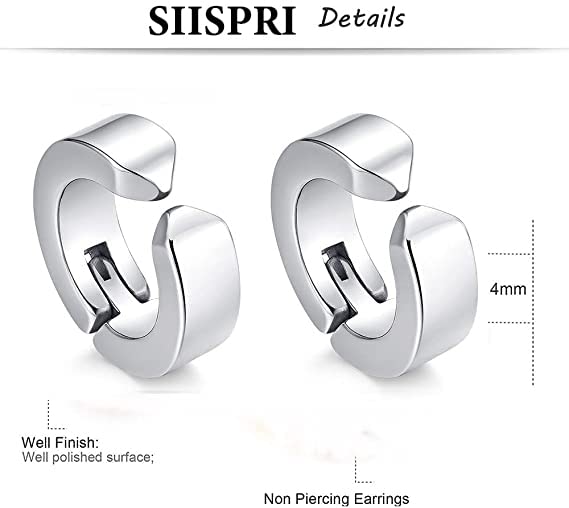 Pendientes de aro de acero inoxidable para hombre y mujer, 3 pares, Acero inoxidable 2
