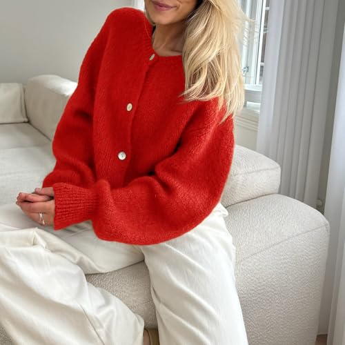 Women Y2k Knitted Cardigan Solid Color Long Sleeve Button Down Fuzzy Sweater Streetwear Outerwear Knitwear4