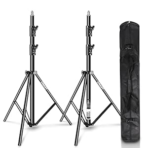 EMART Heavy Duty Light Stand 8.5ft, Spring Cushioned, Aluminum Construction, Photo Video Studio Tripod Stand with Carrying Bag for Photography Lighting, Softbox, Flash (2 Pack)