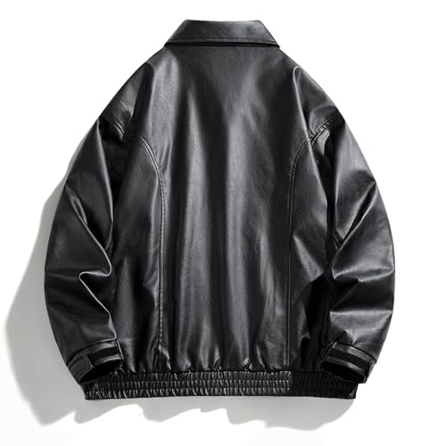Uillui Men's Faux Leather Casual Jacket Vintage Bomber Jacket Flight Jackets Stylish Fashion Motorcycle Leather Jackets Coat 6