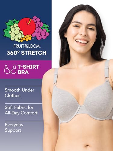 Image of Fruit of the Loom Women's Smooth Cotton T-Shirt Bra - Ultra-Soft, Flexible, and Invisible Under Tees