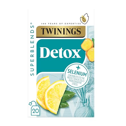 Twinings Superblends Detox - Lemon, Ginger & Burdock Root Herbal Tea Infusion with Fennel & Selenium, 80 x Biodegradable Tea Bags