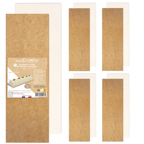 SCRAP COOKING 5216 5216 Christmas Log Holders and Cakes - Kraft Cardboard - 30 x 10 cm - Rectangular Cakes - Bakery - Made in France