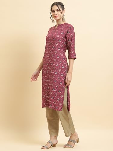 Image of Shree Women Liva (Rayon) White Floral Print Kurta