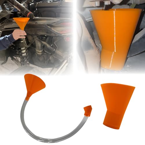 Oil Change Funnel Combo Compatible with Can-Am Maverick X3 No-Spill Fill with 3ft Flexible Hose & Skid Plate Drain Clean Maintenance Kit for X3 Turbo RR Max (Orange Fill/Drain Combo)