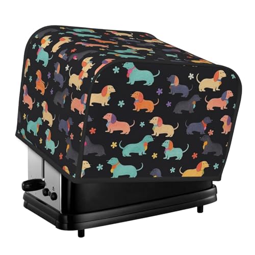 Funda para tostadora con forma de pata de perro salchicha negra, funda para máquina de pan, apta para tostadoras de 4 rebanadas, funda para pan antisalpicaduras, funda lavable para máquina de pan