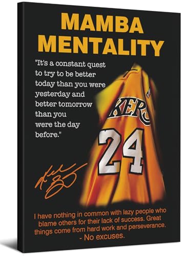 Framed Black Mamba Inspirational Quotes Wall Art, Mentality Wall Decor 12x16 inches, Basketball...