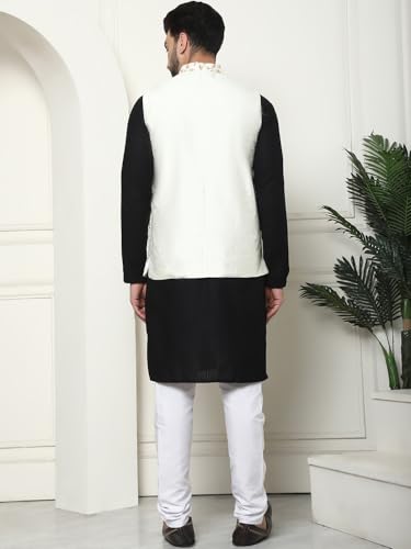 Image of Sojanya (Since 1958 Men'S Silk Blend Kurta Pyjama & Nehru Jacket Combo