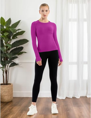 Image of MathCat Seamless Workout Shirts for Women Long Sleeve Yoga Tops Sports Running Shirt Breathable Athletic Top Slim Fit XS-XL